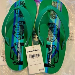 NWT Hanna Andersson Race Car Flip Flops Sz 11